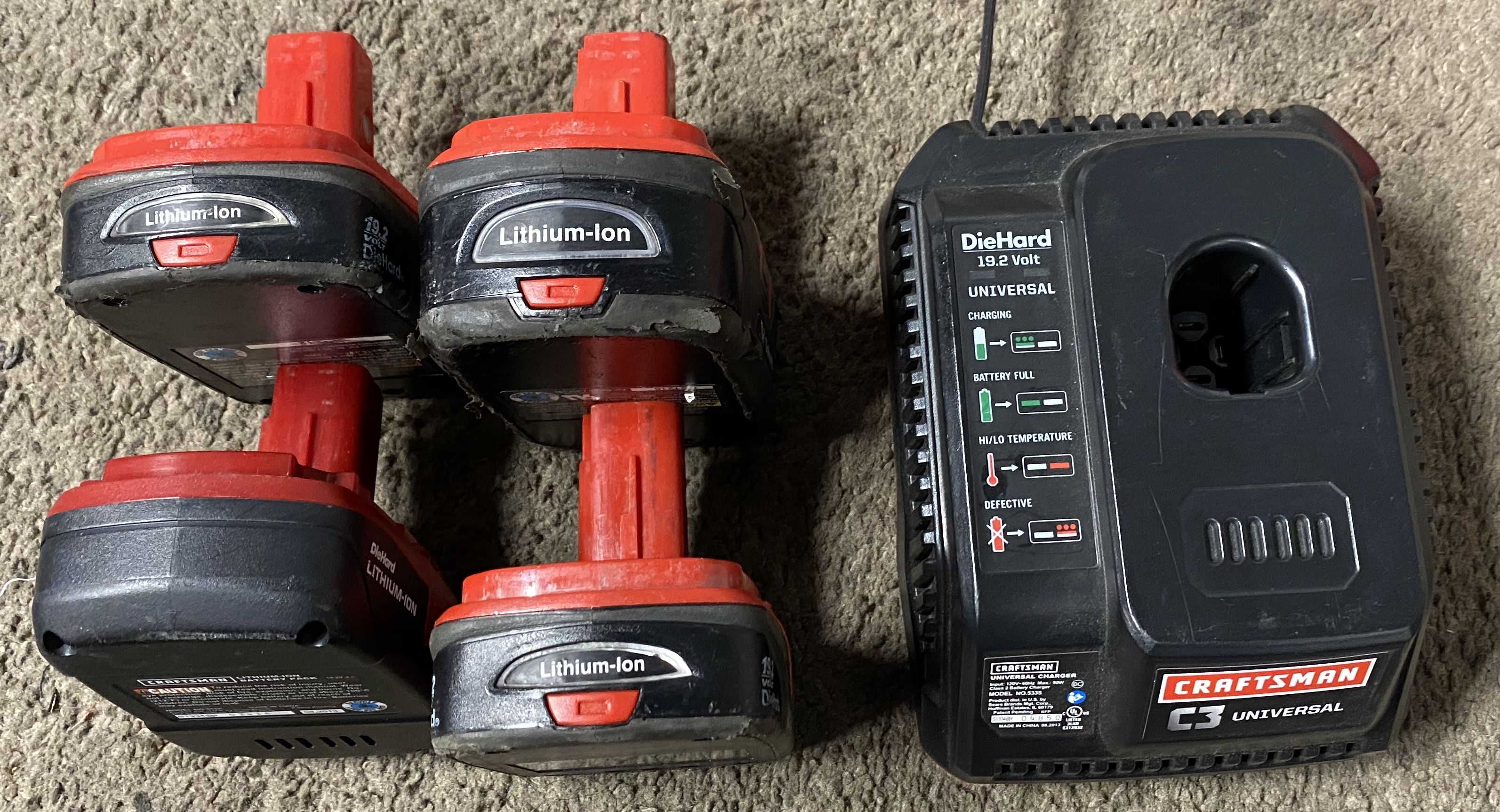 *** Craftsman c3 19.2v lithium ion batteries with charger ***
