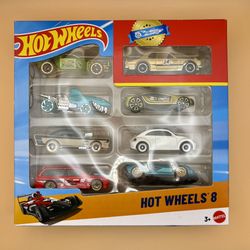 2024 Hot Wheels 8-Pack w/ Exclusive Gold Skyline 2000 GTR, BMW Wagon, Lambo, Beetle