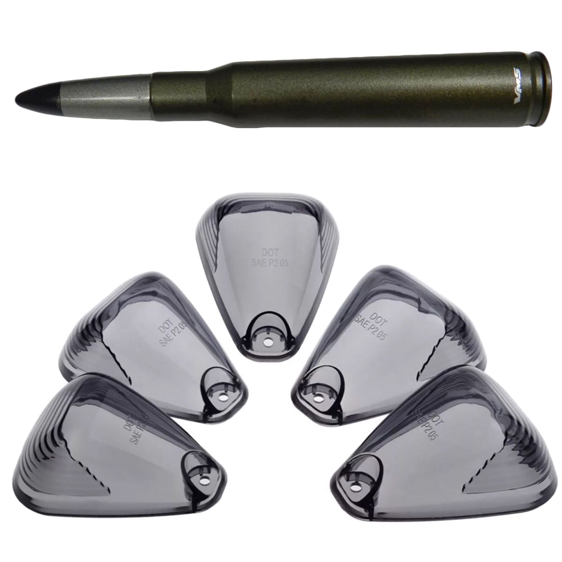 50 Caliber Bullet Antenna and Smoked Lens for 1999-2016 Ford Trucks