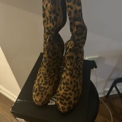 Leopard Print Boots Size 10