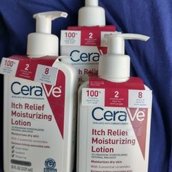 LOT of 3 CeraVe  Itch Relief Moisturizing Lotion