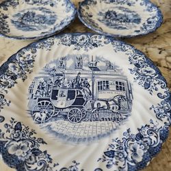 Johnson Brothers Blue Coaching Scenes Hunting Country Bread and Butter Plates