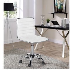 NIB Office Chair White PU Leather Adjustable 