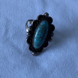 Turquoise Sterling Silver Ring (1960s - Navajo) 
