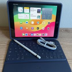 Apple iPad 7th Generation 128GB With Logitech Keyboard and Pencil