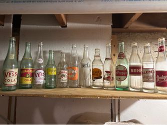 Vintage pop bottle collection.
