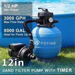 Foting 12in Sand Filter Pump with Timer