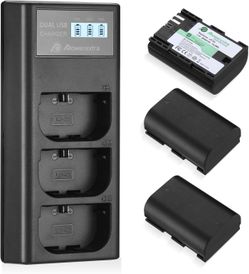 LP-E6 / LP-E6N Battery 3 Pack with 3 Channel LCD Charger