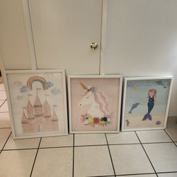 Kids Princess Girls Picture Frame Castle Mermaid Unicorn 