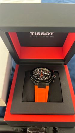 Tissot Chronograph Watch with Orange Rubber Strap