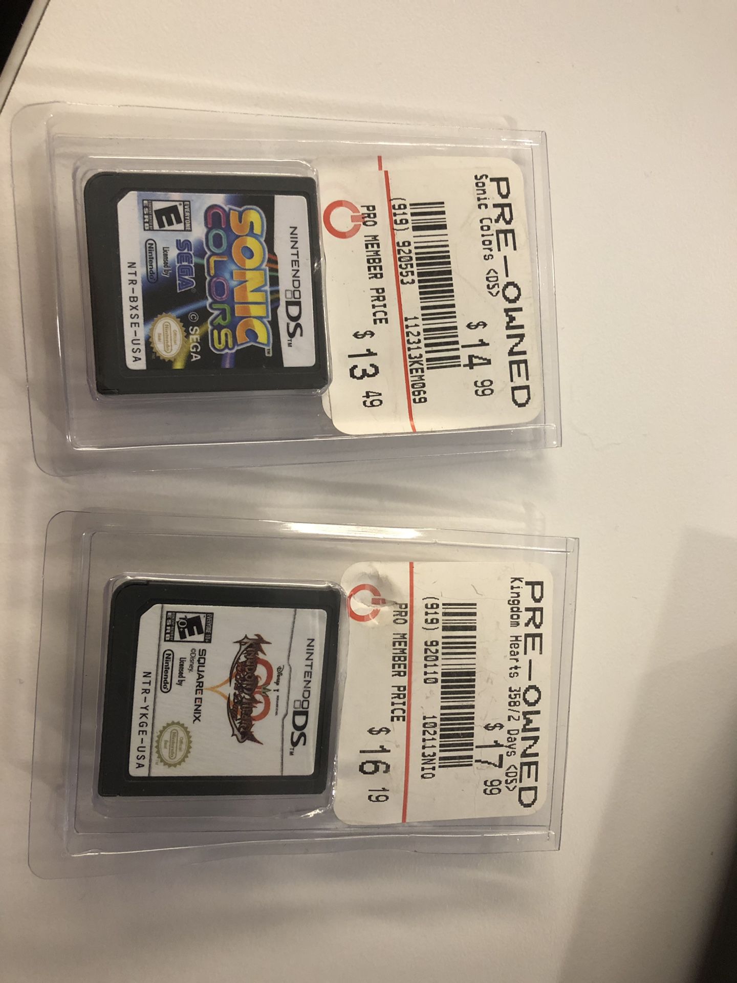 Kingdom Hearts DS and Sonic Colors DS games