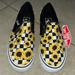 Vans Women’s / Girl’s Customs Checkered and Sunflowers, Size 7