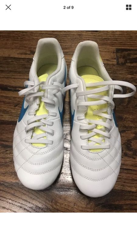 New Nike Tiempo IV LTR FG 524928-147 Womens 8.5 White/Turq Soccer Cleats for Sale in Frisco, TX - OfferUp