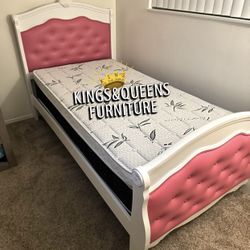 New Twin Pink Bed Frame With Mattress Included 