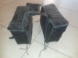 Leather saddlebags, gloves leather and deerskin