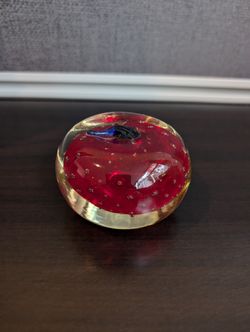 Vibrant Red Art Glass Paperweight Orb