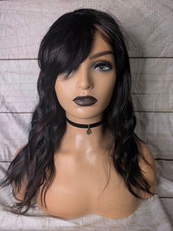 Black Wig w/ Caramel Highlights