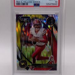 Jayden Daniels Select Red & Yellow Shock RC PSA 10 - $125