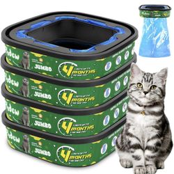 4-Pack Cat Litter Refill Bags - Lasts 4 Months/Box (16 Months Total) Jumbo Genie Refill Cartridge, for Cat Genie Standard, Plus, XL+ Pail Refills