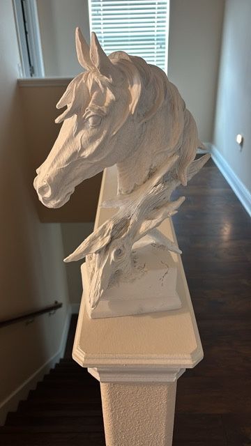 Wooden Horse Bust Statue
