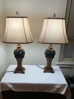 Pair of Traditional Table Lamps with Shades