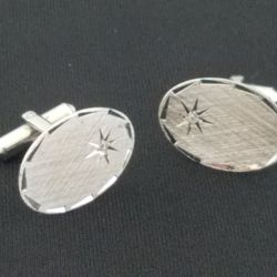 Mid Century Modern Cufflinks- Sterling Silver with Diamonds 