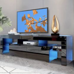 New Black Led Tv Stand 72 Inches Length ( Fits Up To 85 Inch Tv )
