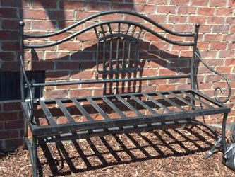 Wrought iron heavy garden bench
