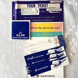 Eastern Airlines Vtg Bag Tags Tablet World Application KLM Tile Coaster Ephemera
