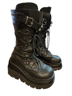 Demonia SHAKER-70 PLATFORM MID-CALF BOOTS sz 10