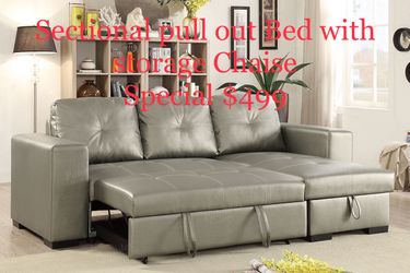 Sectional pull out Bed with storage chaise