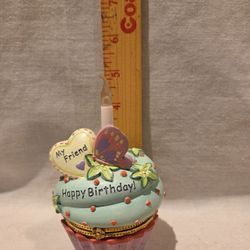 "Giftcraft 2009 "HAPPY BIRTHDAY " 🎂  wishes, Lightning Up Cupcake 🧁 Hinged Trinket Box 