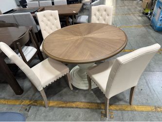 Lexi 46" Round Pedestal Dining Table Set of 5 $260/5pcs