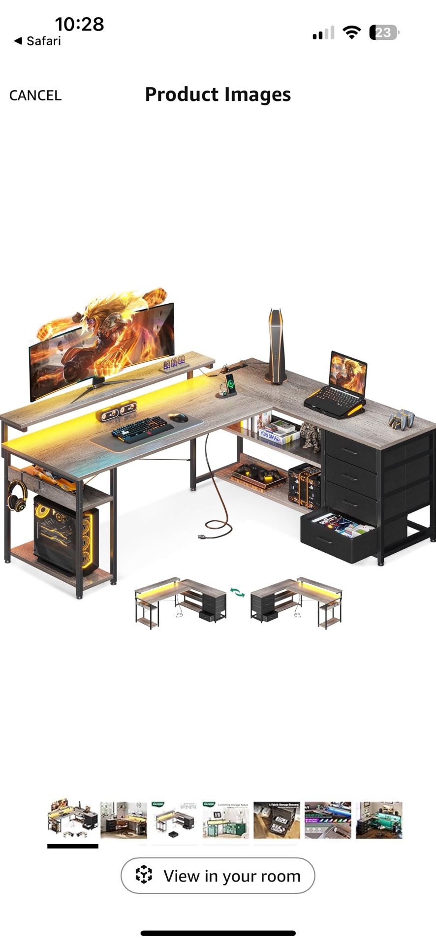 61 Inch Gray Desk