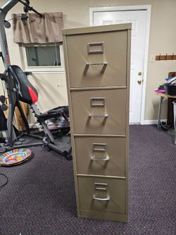 4-Drawer Metal Filing Cabinet - Deep Storage (Beige / Tan)