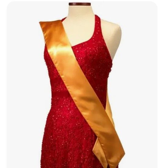 Blank Satin Sash Gold , 5 Pack Solid, 50" Long, 5.5" Wide