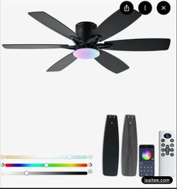 52" Ceiling Fan w/ LED Light - 6 Speeds, RGB, Remote/App Control