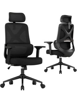 Mesh Ergonomic Office Chair with Lifting Armrests Home Office Desk Chair with Headrest and Backrest 90-150 Adjustable for Home, Office, Gaming, Studen
