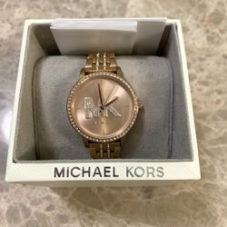 Michael Kors Melissa Pavé Logo Rose Gold-Tone Watch