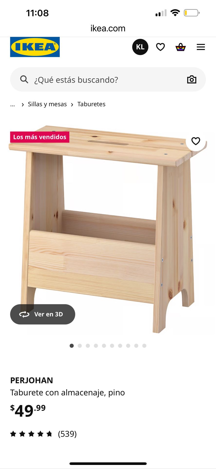 Stool with storage, pine IKEA PERJOHAN