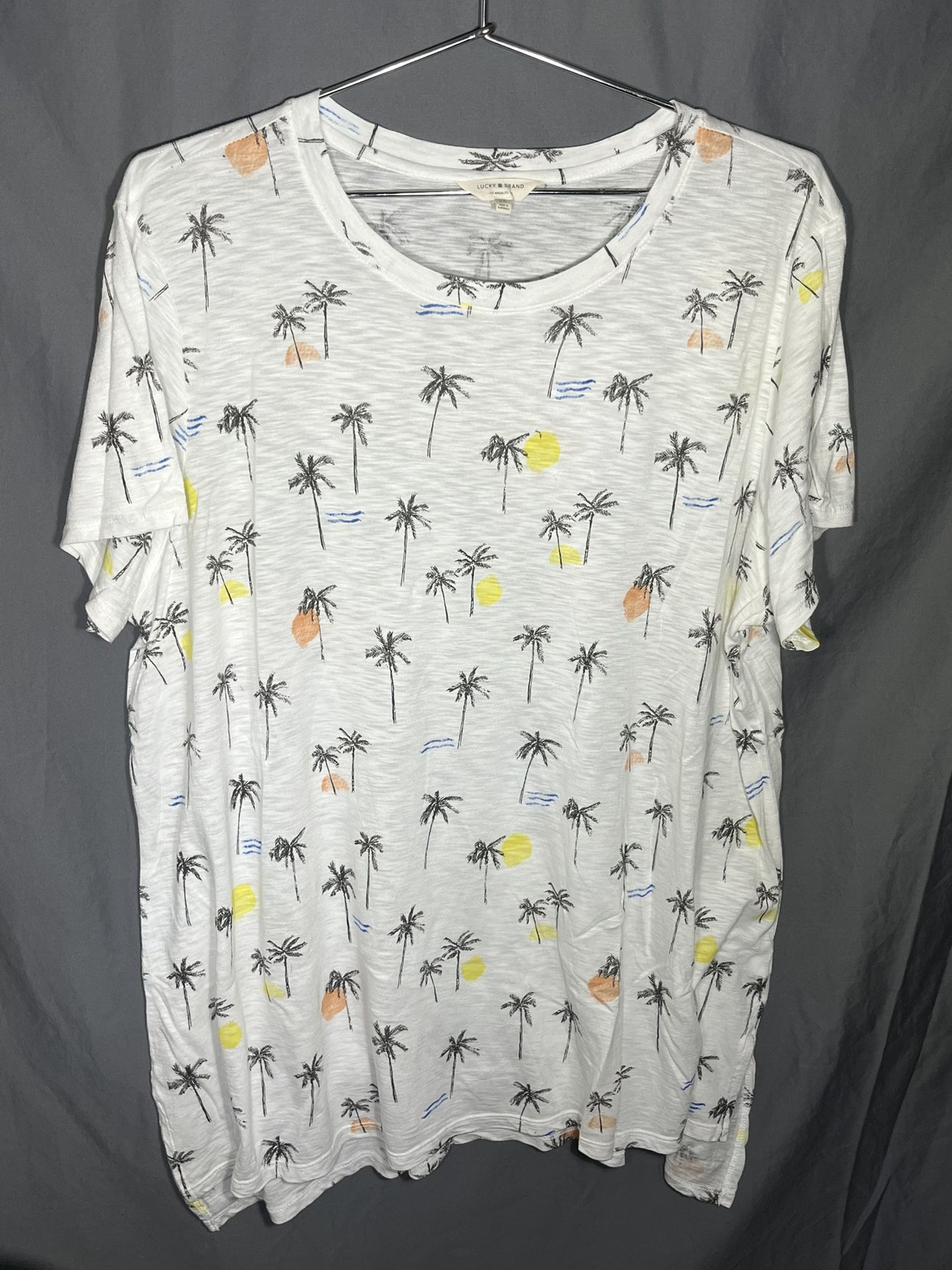 Lucky Brand Women's Crew Neck T-Shirt Palm Tree Print Short Sleeve 2XL