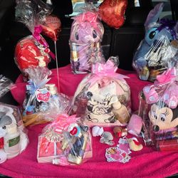 Valentine's Day Baskets Disney Plushies 