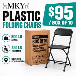 MKY Black Plastic Folding Chairs – Box of 10 Commercial Grade