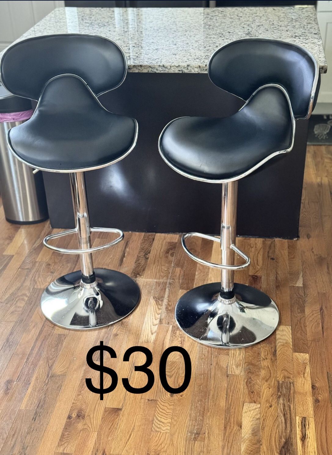 Two Adjustable Height Bar Stools 