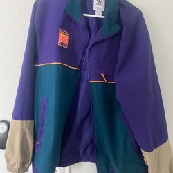 Adidas Windbreaker Purple, Green, And Tan Color With Zipper