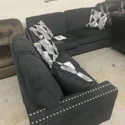 Black Nailhead Sofa Love