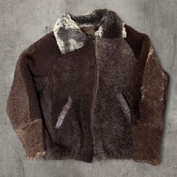 Vintage Cropped Shearling Sherpa Jacket