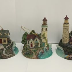 The Bradford Editions Set Of 3 Thomas Kinkade 2000 Lighthouse Ornaments 2000