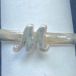 SILVER 9.25 UNIQUE AWESOME LOOKING WOMEN “M” LETTER  RING SIZE 5