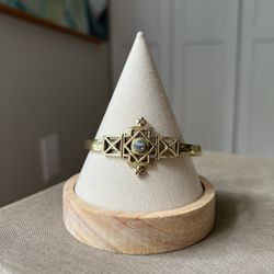 Tribal Brass & Moonstone Cuff Bracelet ( firm on price )